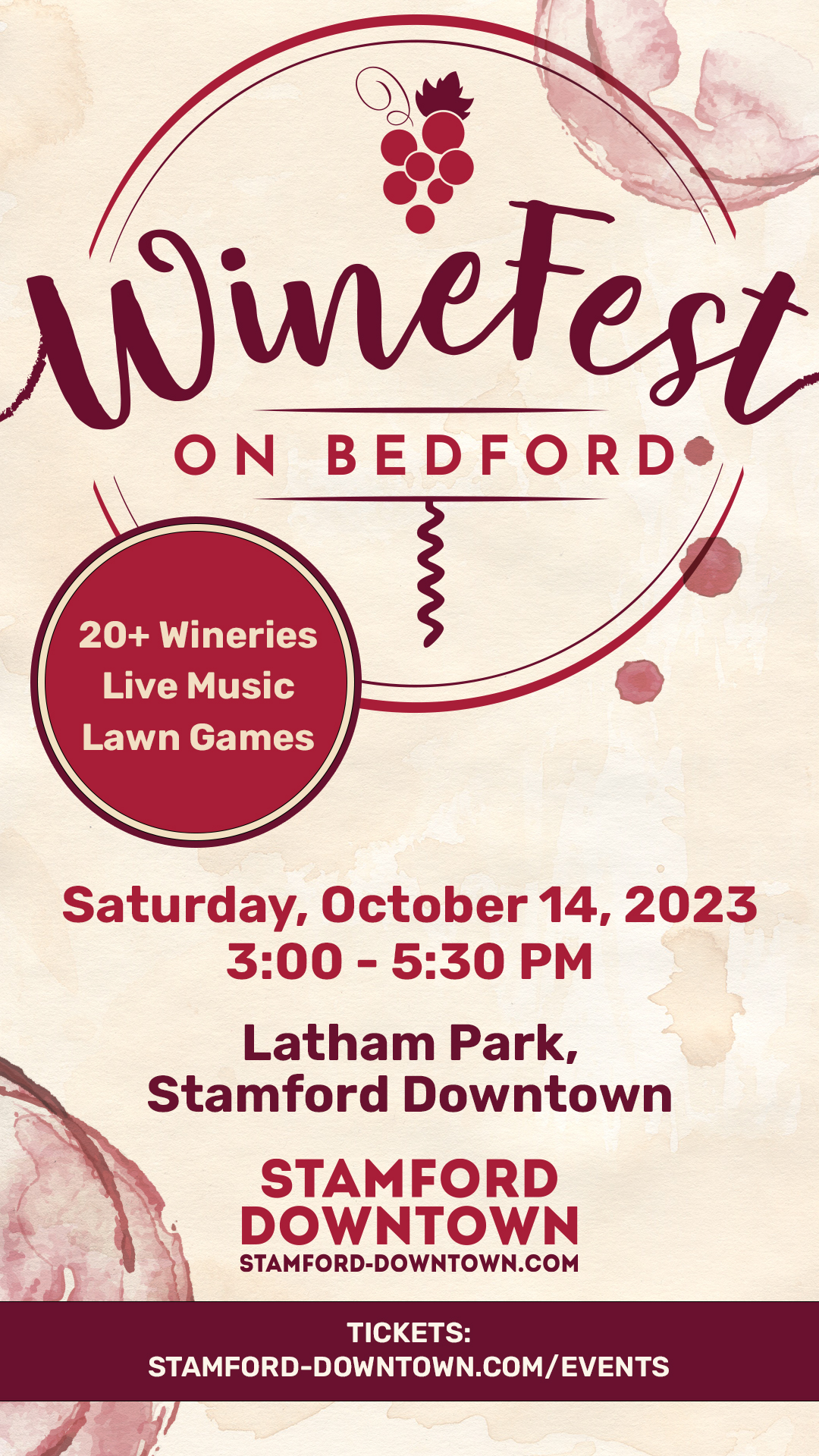 Stamford Downtown hosts Arts & Crafts and WineFest on Bedford – Saturday, October 14 – Tickets still available for WineFest!