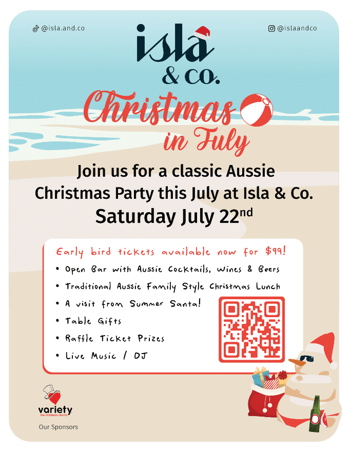 Join for a Classic Aussie Christmas in July Party with Isla & Co on July 22nd!