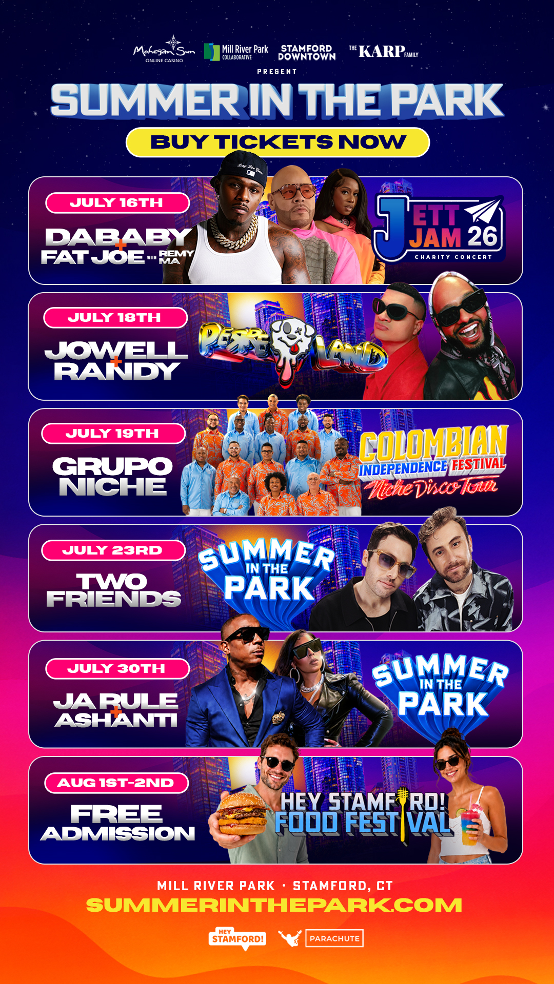 Hey Stamford + Parachute Bring You Summer in the Park With A Full Lineup of Concerts, Food Festivals, and Big‑Name Performers
